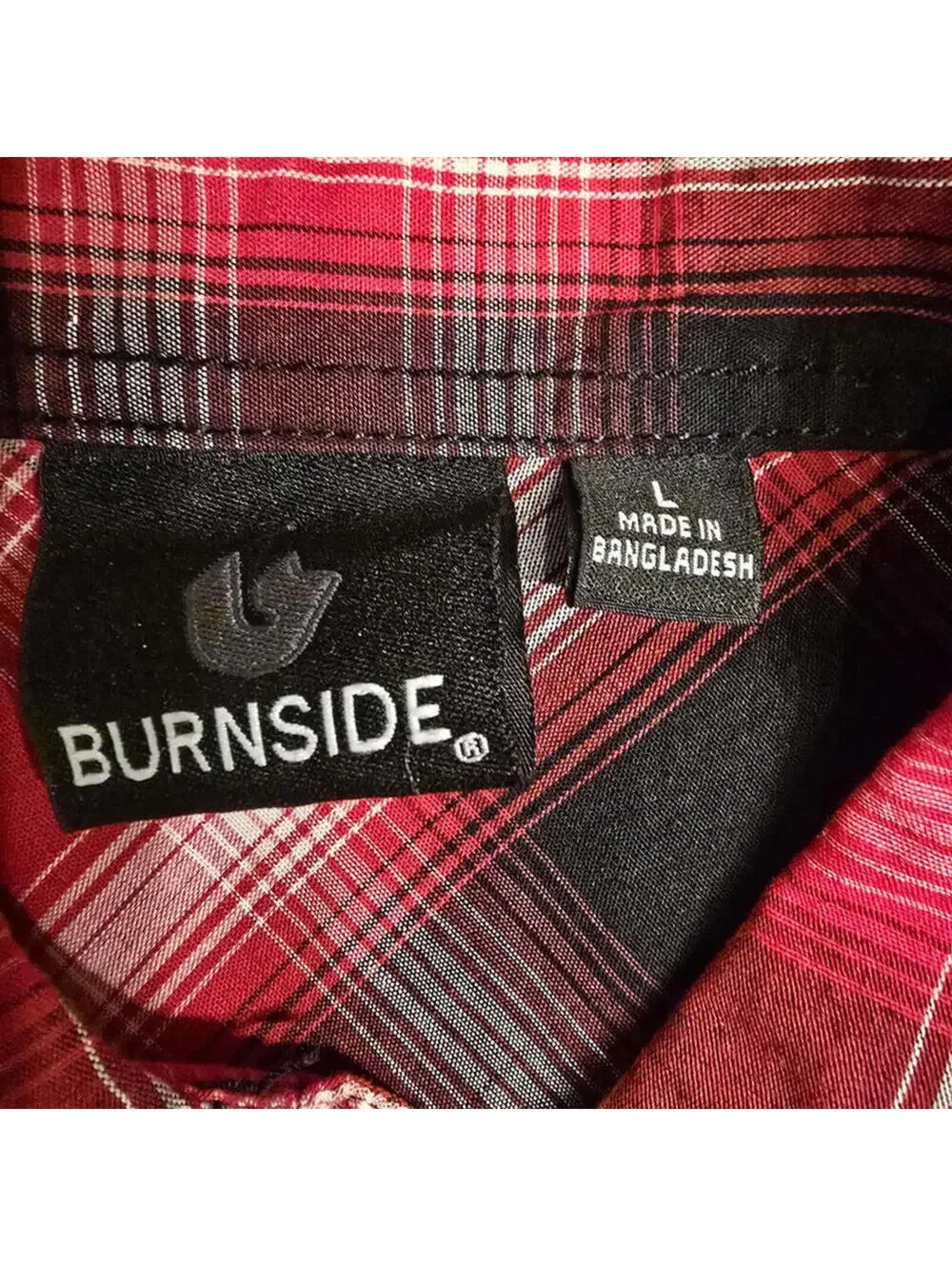 Burnside Red Black Plaid Short Sleeve Button Up Shirt Men’s Large